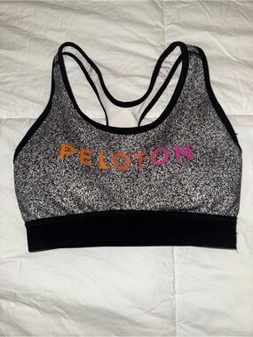 Peloton Gray & Black Marled Logo Sports Bra Size- XXS